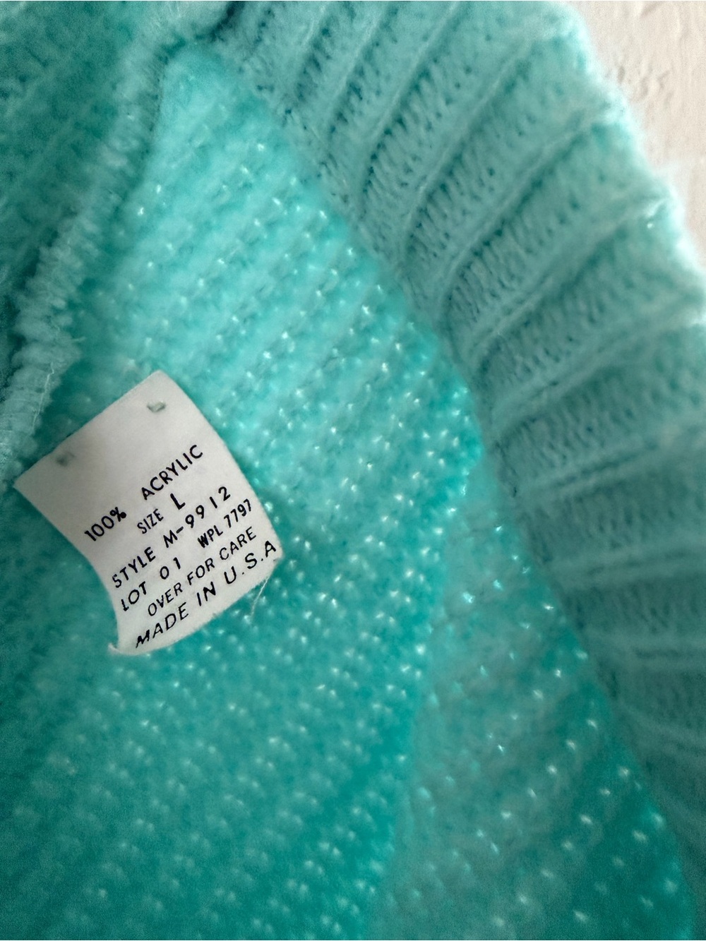 Vintage 70/80s Chunky Women’s Ribbed Knit Pencil Skirt - Aqua - Picture 4 of 4